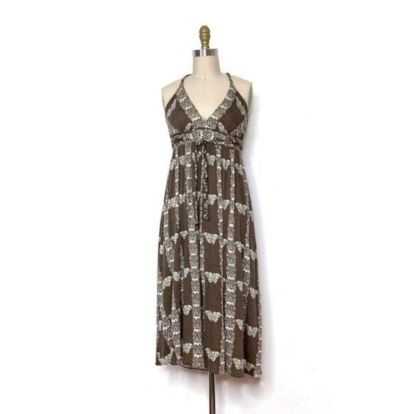 Tracy Reese Womens Brown & White Butterfly Print Cross-Back Jersey Dress XS - Picture 2 of 6